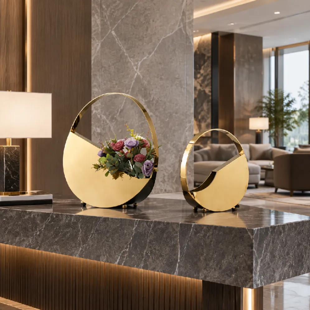 large and small stainless steel vase set