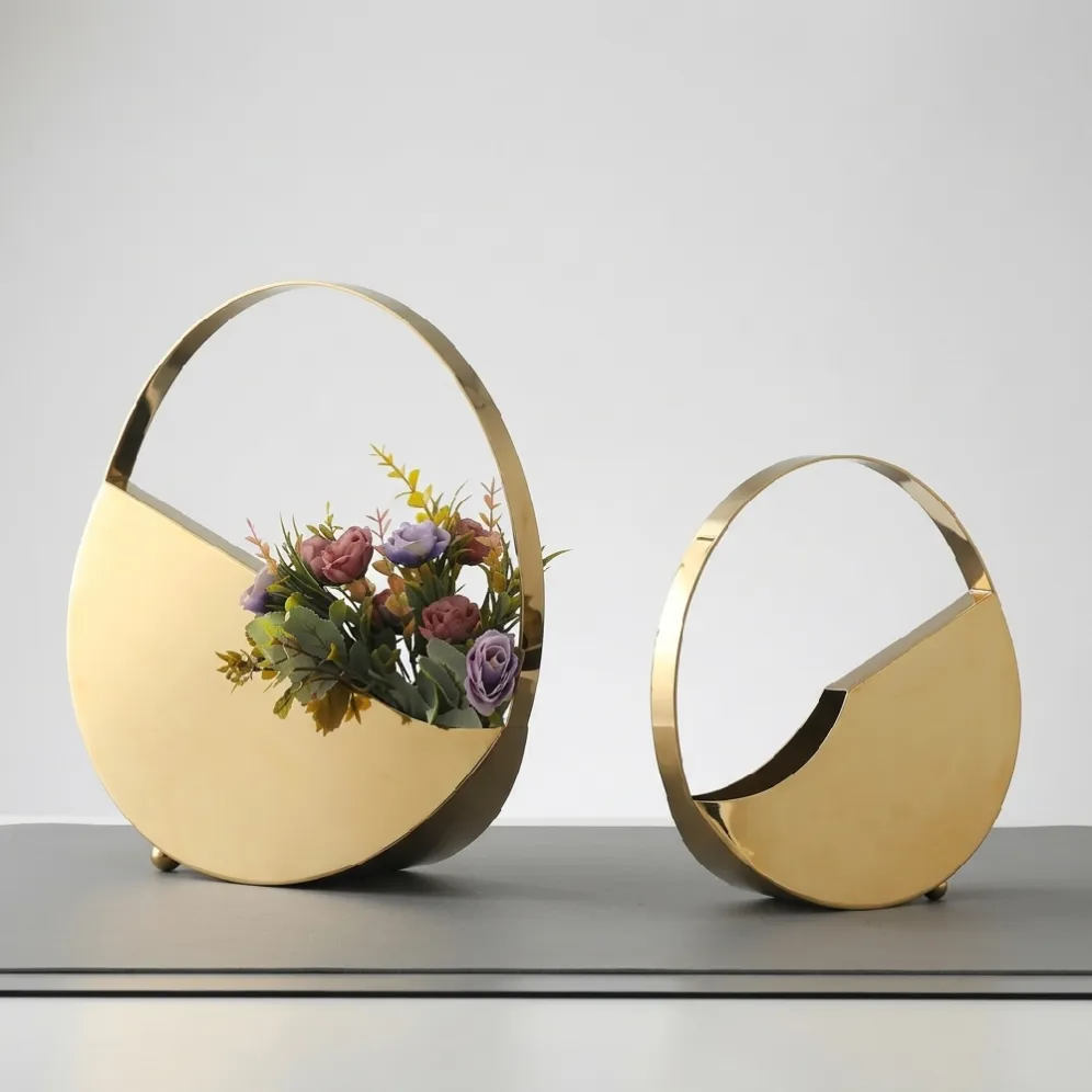 stainless steel decorative vase for hospitality interiors