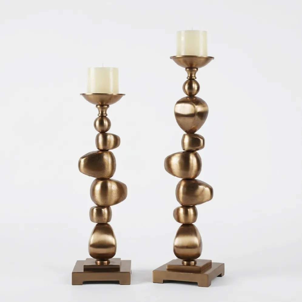 antique brass metal candle holder