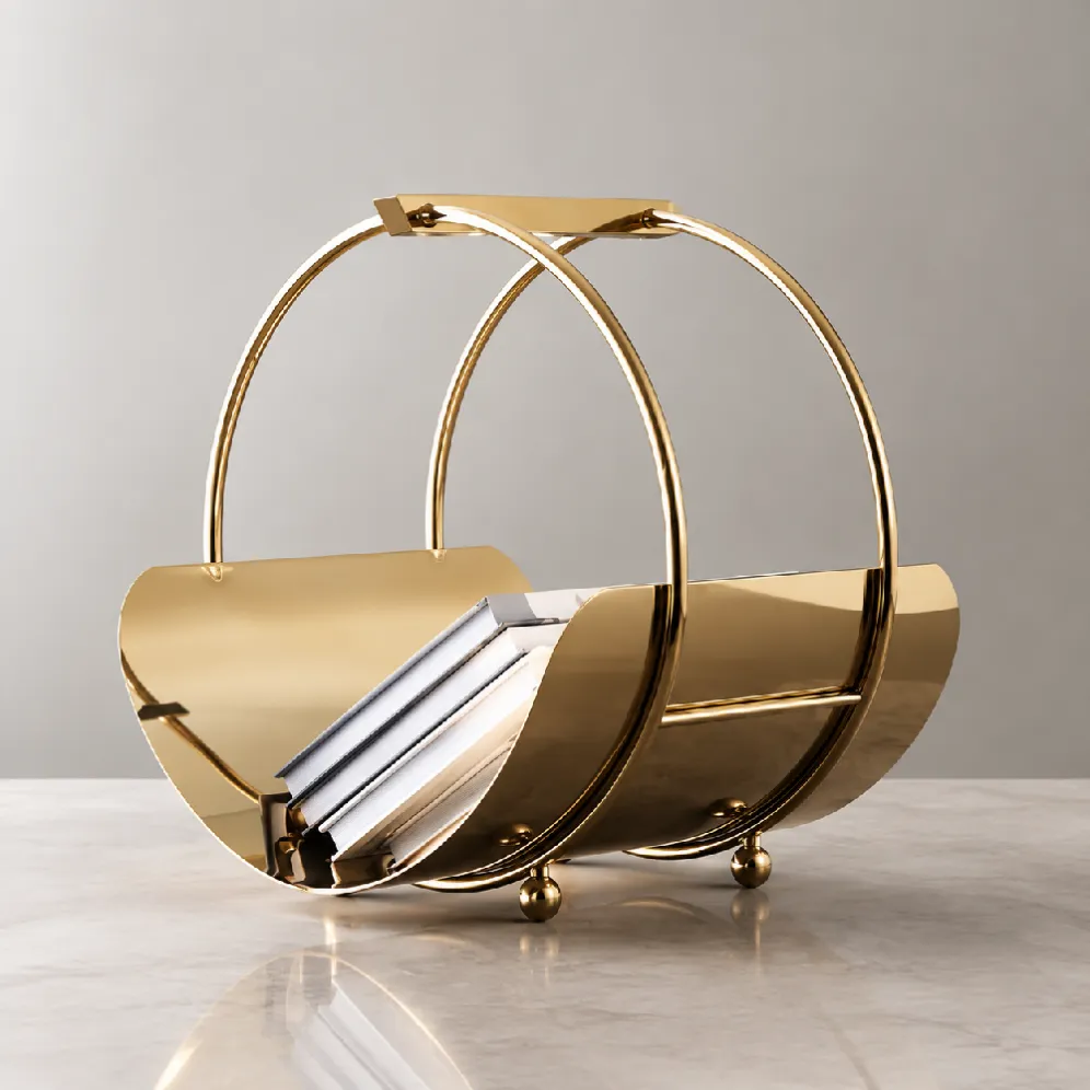 gold stainless steel magazine holder for hotel guestroom