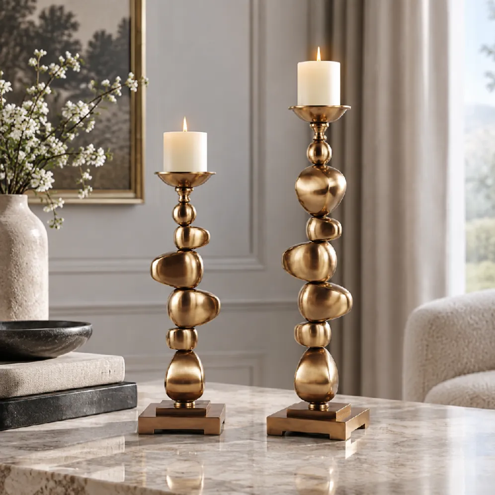 antique brass iron candle holder detail