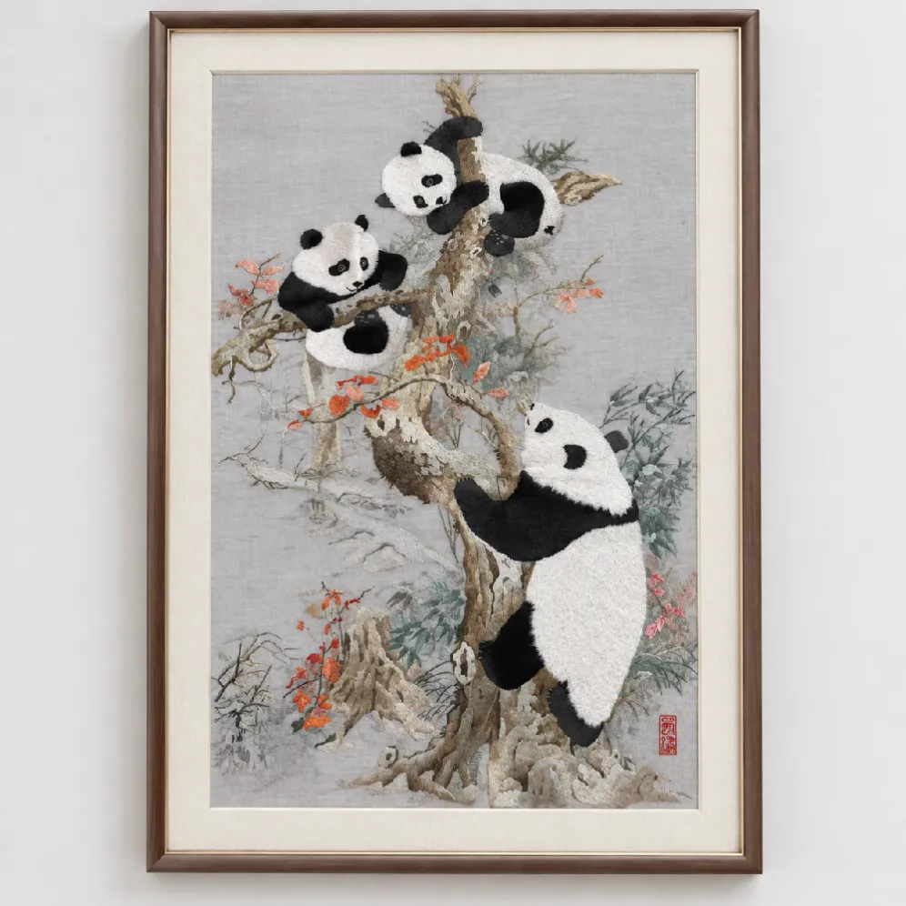 panda embroidery artwork
