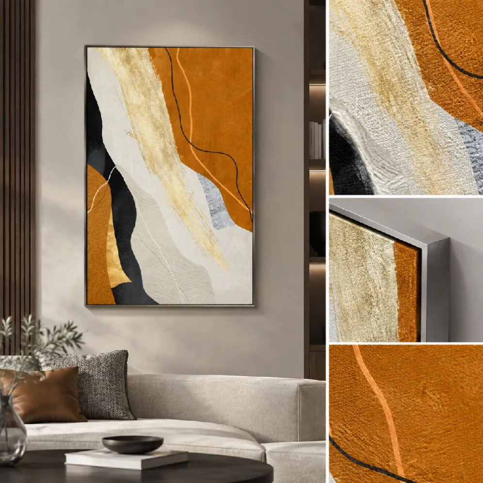 stainless steel frame canvas art detail