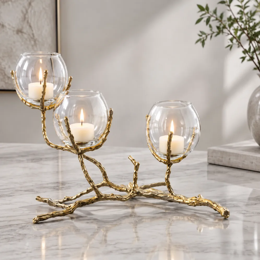 brass glass candle holder decorative accessory