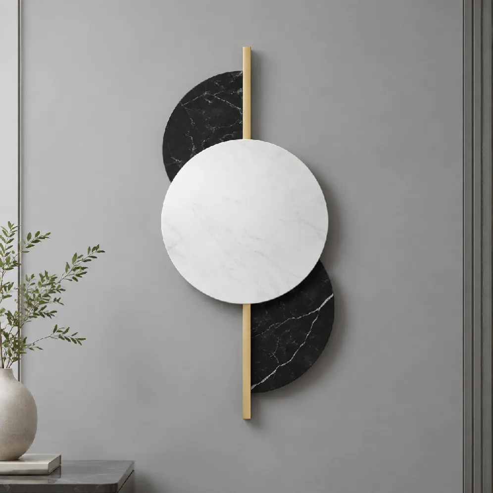 modern stainless steel marble wall decor object