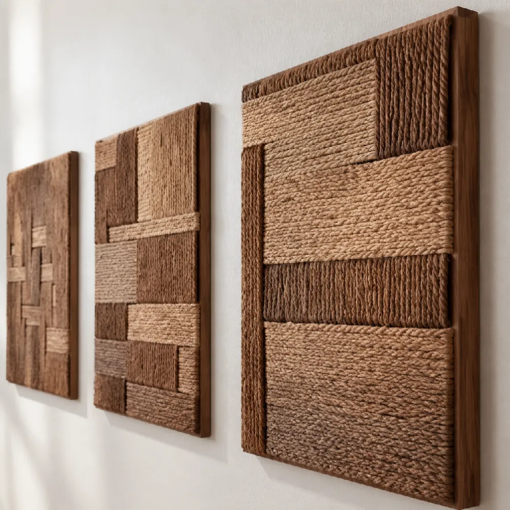 Natural fiber texture with wooden frame