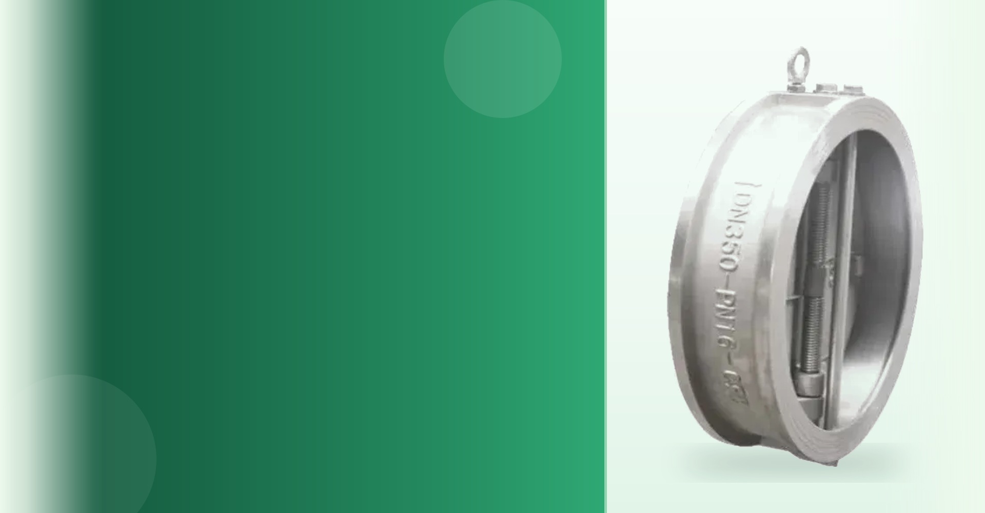 Water meter check valve DN350 PN16, green banner