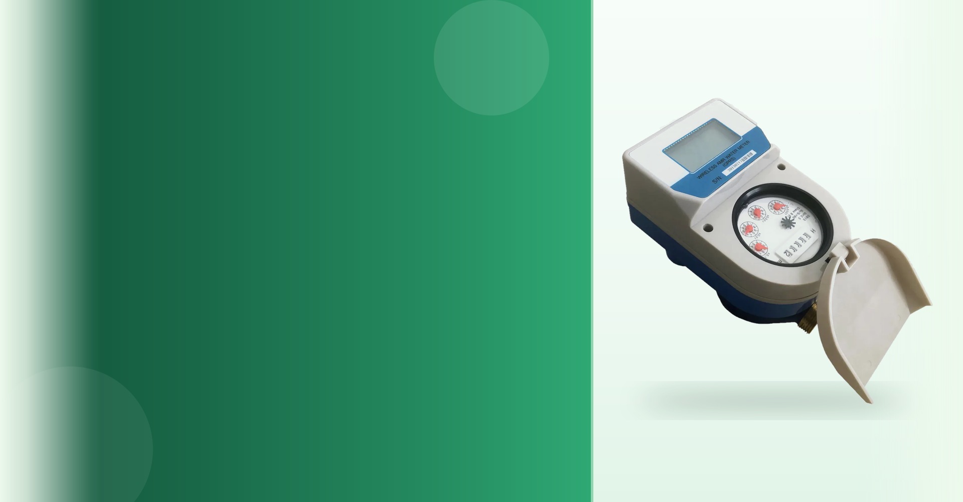 Wireless remote water meter for automatic meter reading, green banner