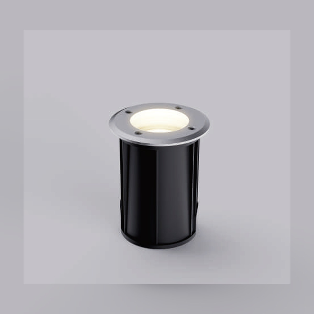 NA-BD8309 round inground up light lit at night - warm 3000K ground wash - NoorArch outdoor lighting