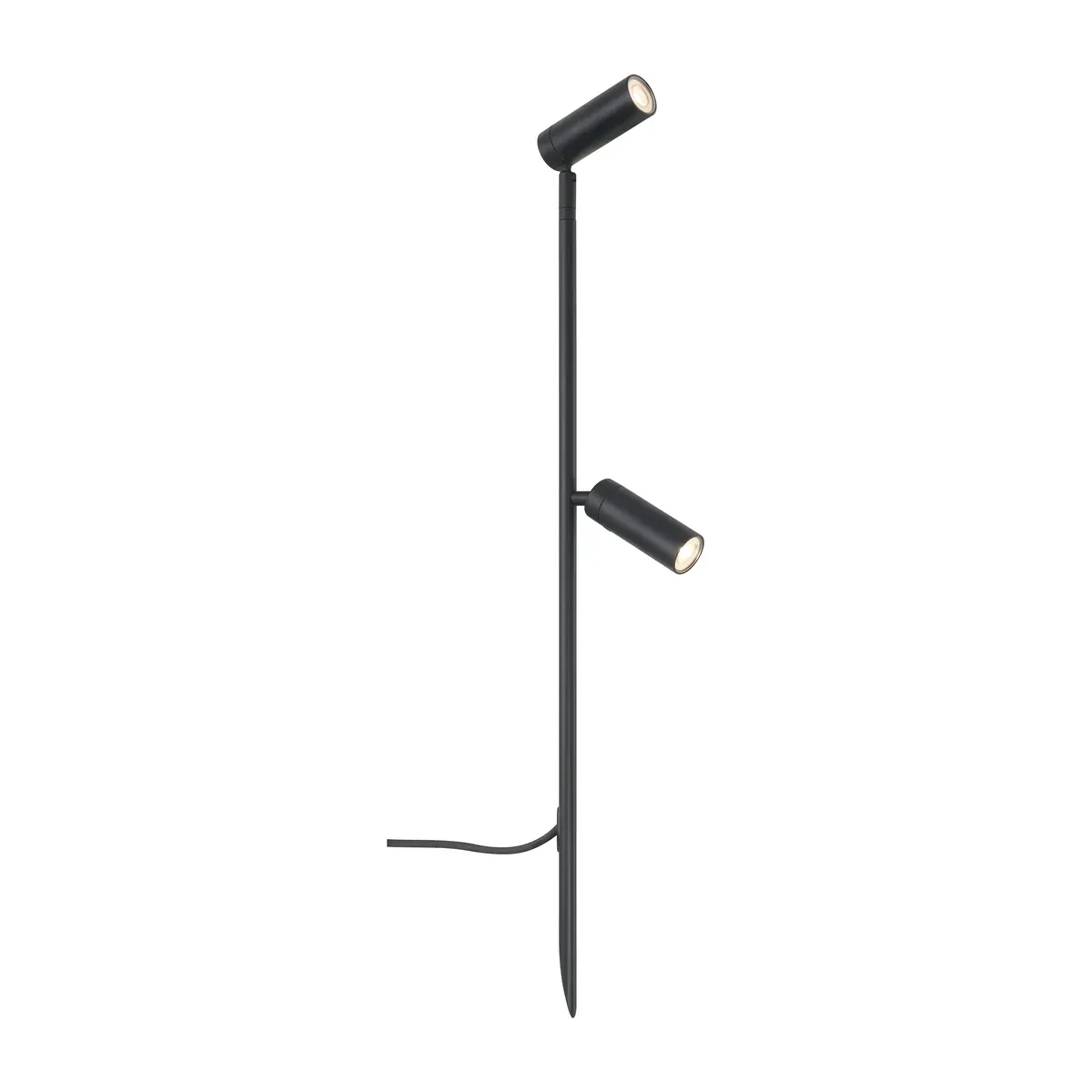 NAG-F1015-C-6W spike spotlight in sanded white shown at three spliced heights for border, shrub and tree-base lighting - NoorArch outdoor lighting