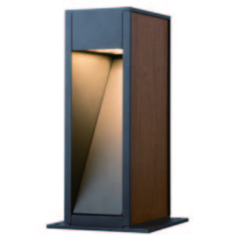 NATURA VISTA: Sculptural Triangular Wood-Accent Bollard | IP - view 1