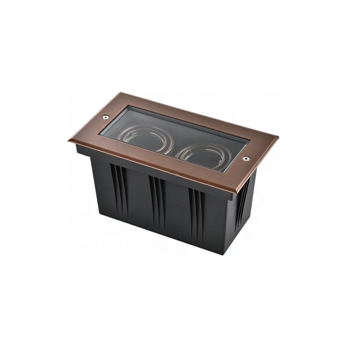 NA-GU10 twin-lamp rectangular inground light with two GU10 holders under one tempered glass, IP66 - NoorArch outdoor lighting