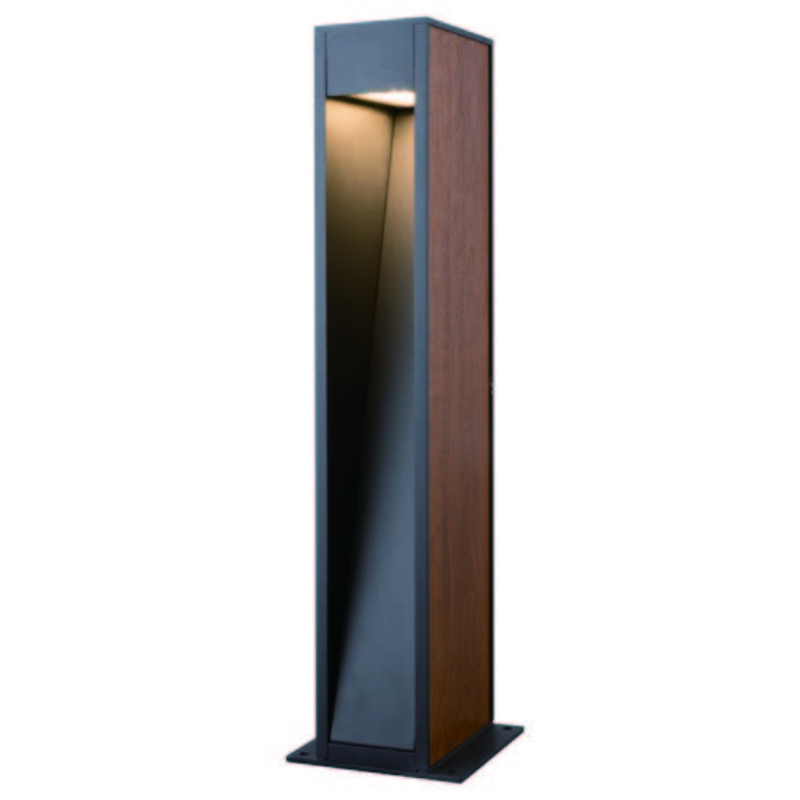 NATURA VISTA: Sculptural Triangular Wood-Accent Bollard | IP - view 2
