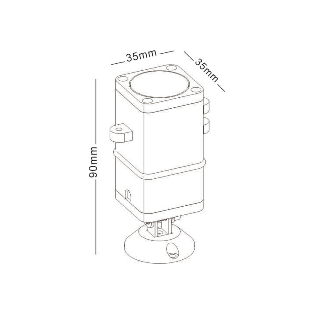 NA-BD8013 mini spot dimension drawing 35x35x90mm - NoorArch outdoor lighting