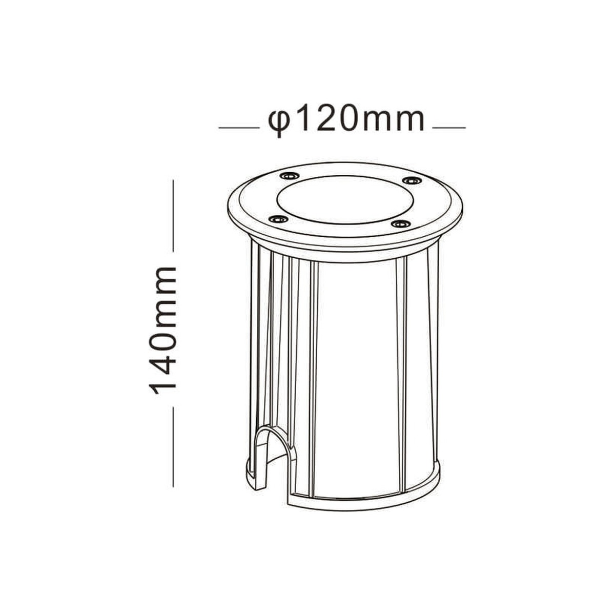 NA-BD8309 round inground up light dimension drawing Dia120mm H140mm - aluminium die-cast, GU10, IP67 - NoorArch outdoor lighting
