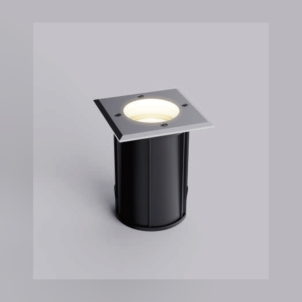 NA-BD8311 square inground up light lit at night - warm 3000K ground wash - NoorArch outdoor lighting
