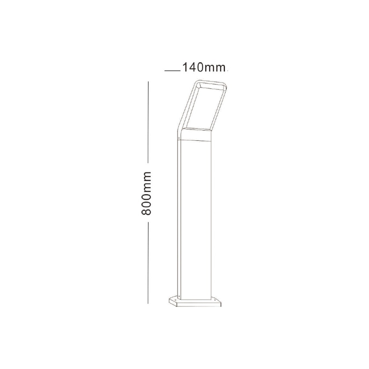 NA-BD9015 dimension drawing with dimensions - NoorArch outdoor lighting