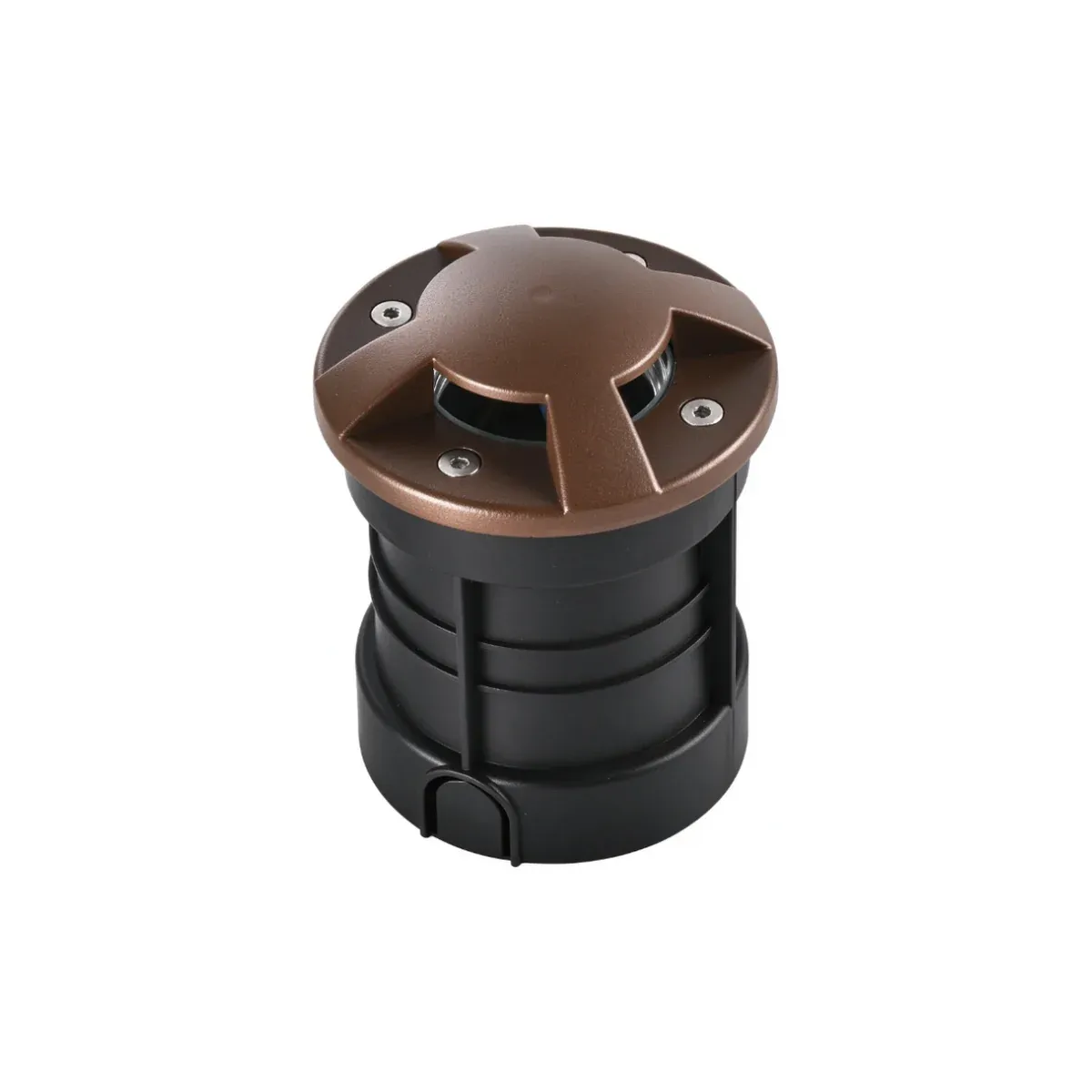 NA-GU10 inground light with four-way louver top and GU10 lamp holder, corrosion-resistant rust finish, IP66 - NoorArch outdoor lighting