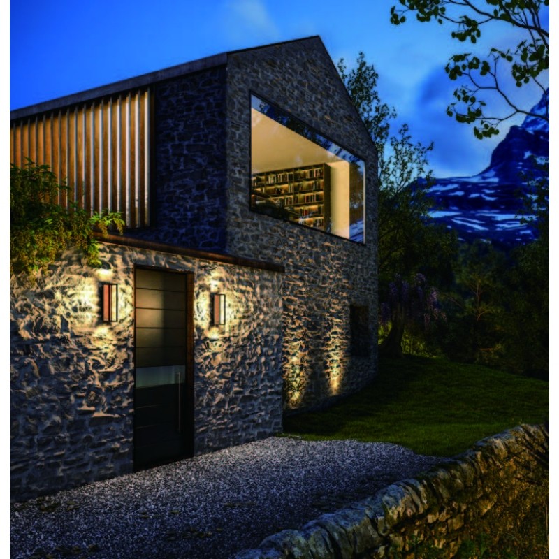 NATURA LANTERN: Modern Architectural Wood-Accent Wall Sconce | Designer Exterior Frame Light - view