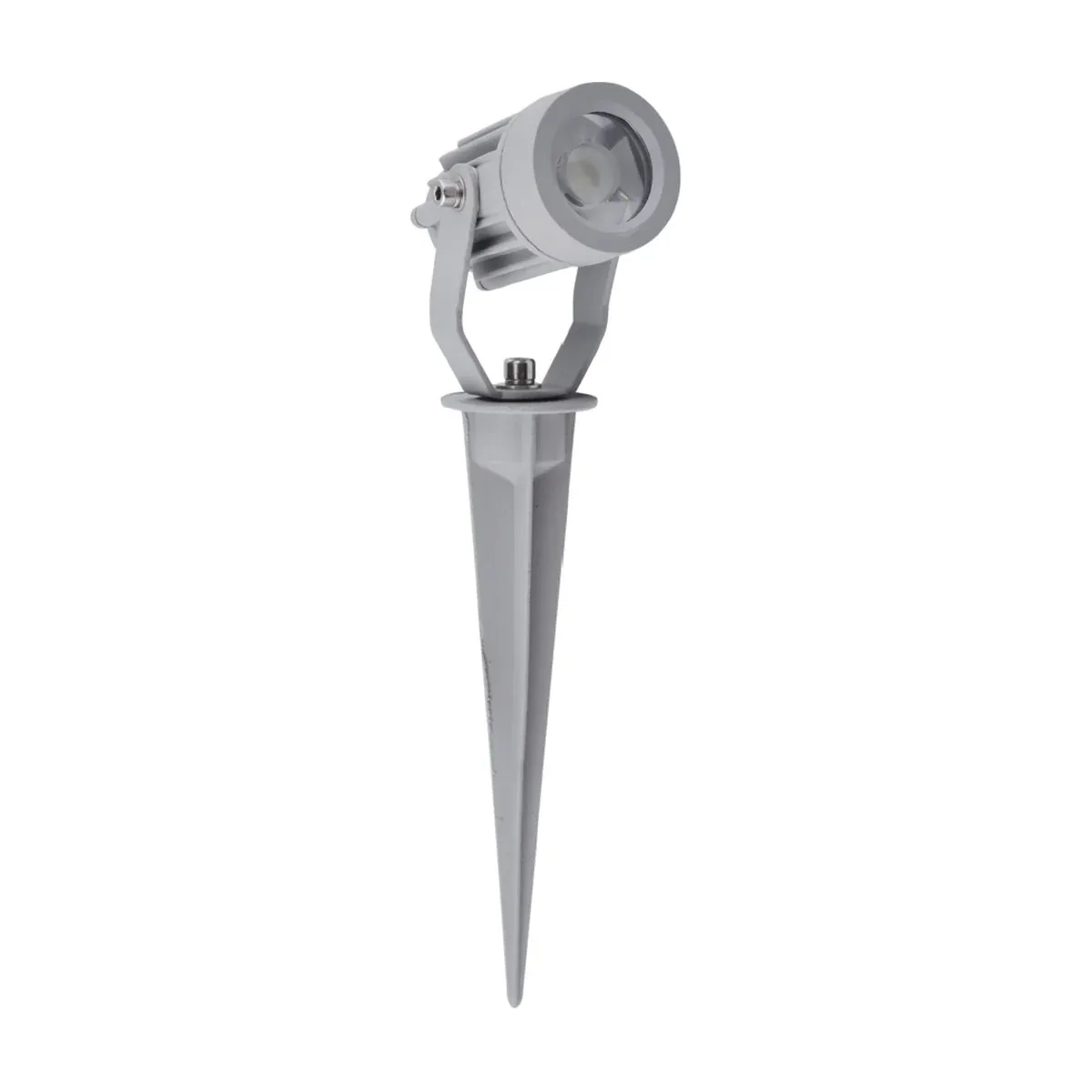 5W LED garden spike spotlight in silver die-cast aluminium, series-connectable garden uplight - NoorArch outdoor lighting