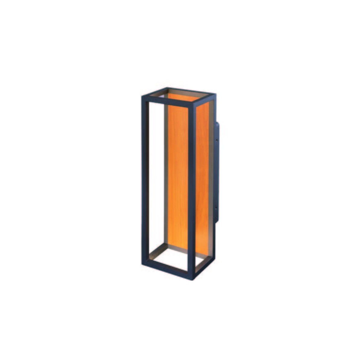 NATURA LANTERN: Modern Architectural Wood-Accent Wall Sconce | Designer Exterior Frame Light - full product view on white