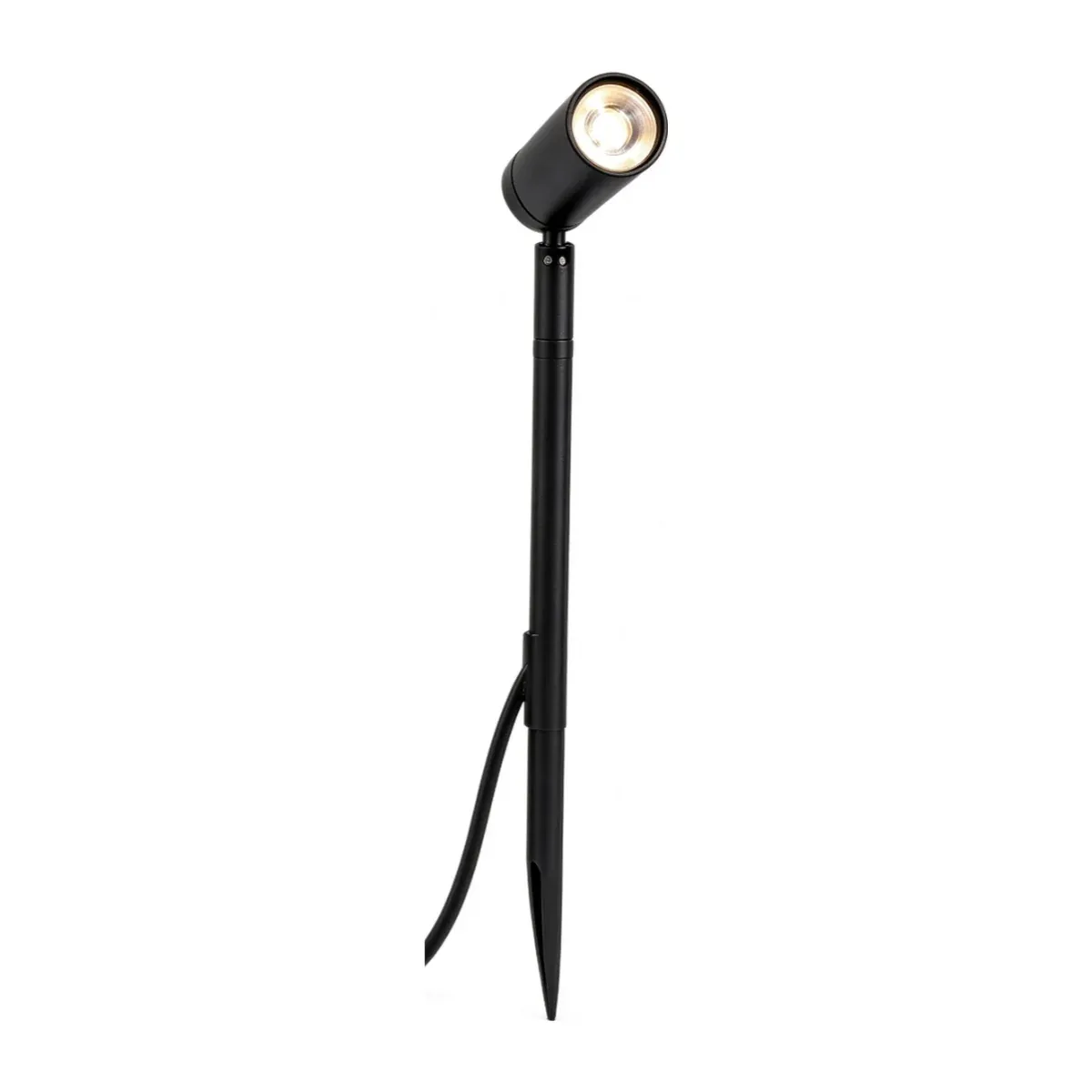 6W LED garden spike spotlight in sanded black aluminium, IP66, spliceable spike height, 24V - NoorArch outdoor lighting