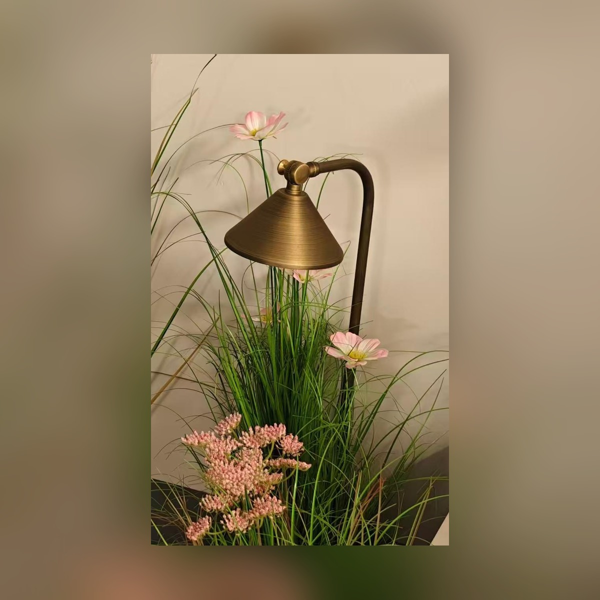NAW-BELL Custom Brass Bell Path Light complete view - NoorArch outdoor lighting
