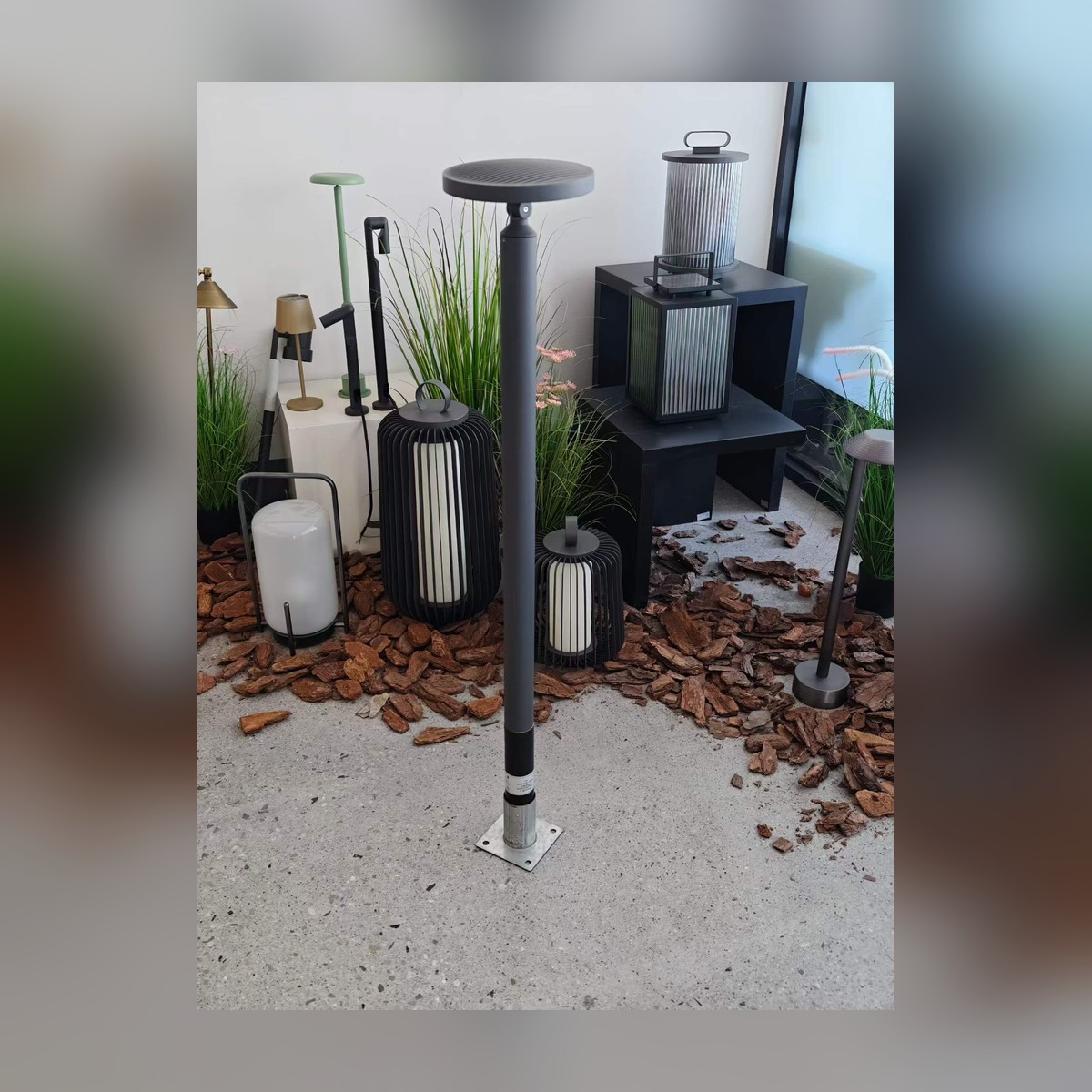 NAW-STEEL Custom Portable Stainless-Steel Floor Lantern - outdoor display