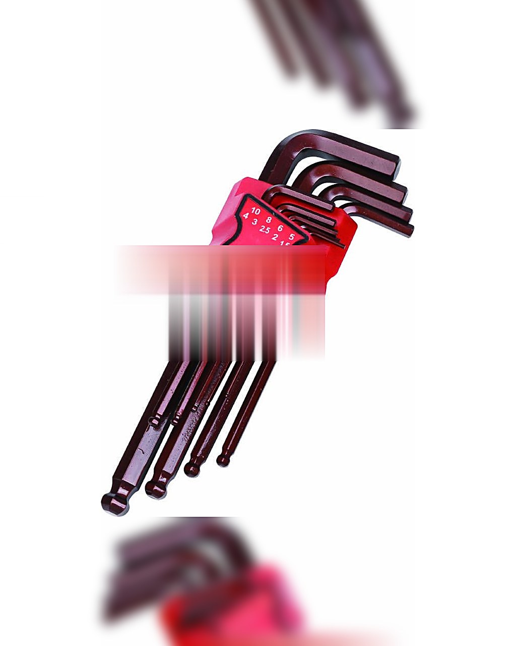 KK-504 ball-end hex key set in red holder, S2 alloy steel