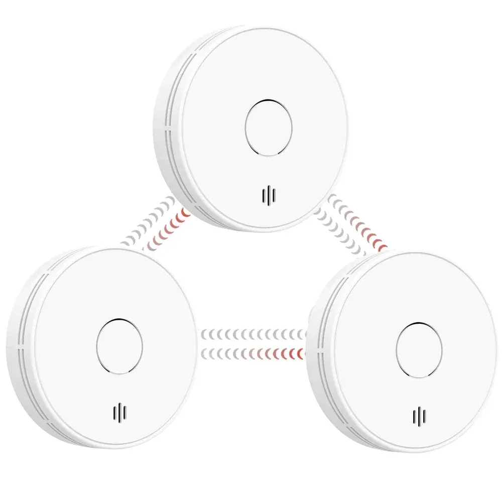 VS02F wireless interlinked smoke alarm with 10-year battery and photoelectric sensor