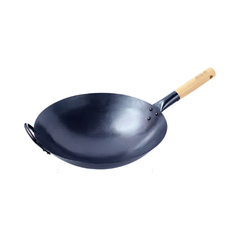 YIHENG YH-CSW-203 carbon steel wok with wooden handle and helper handle