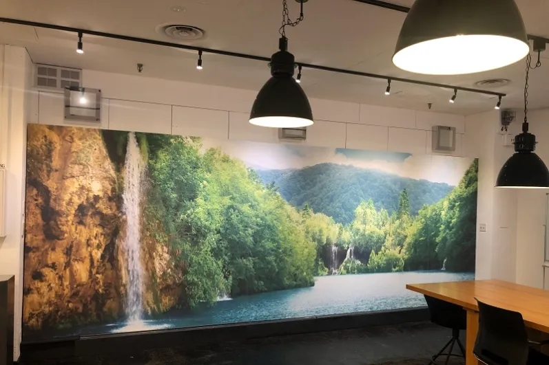 Printed PET felt panel wall covering