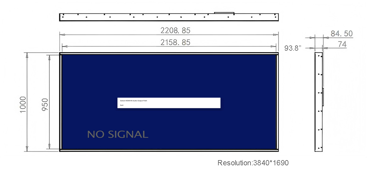 Bar Type Monitor (43.8 Inch) with High Resolution & HDMI/VGA Inputs - View 1