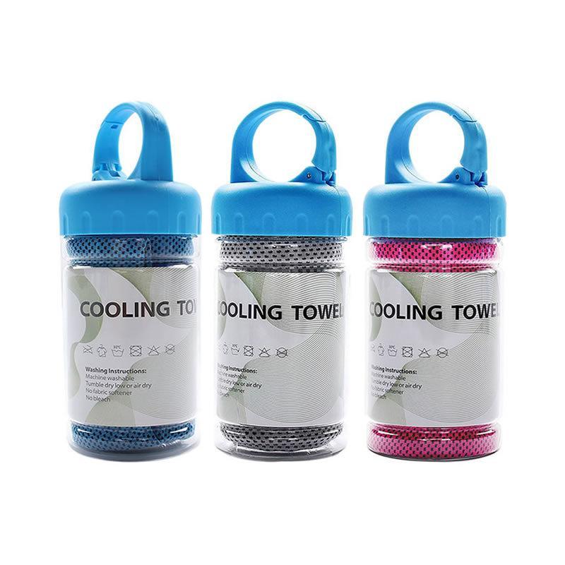 Microfiber cooling towel in a tube, sport packaging