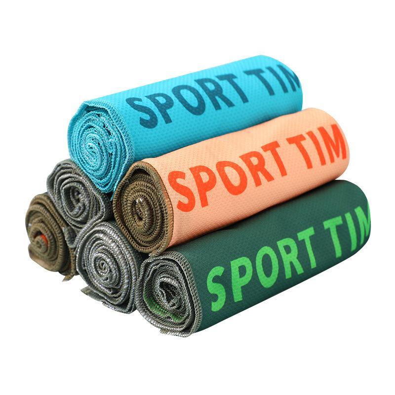 Rolled microfiber sport towels with printed sport design