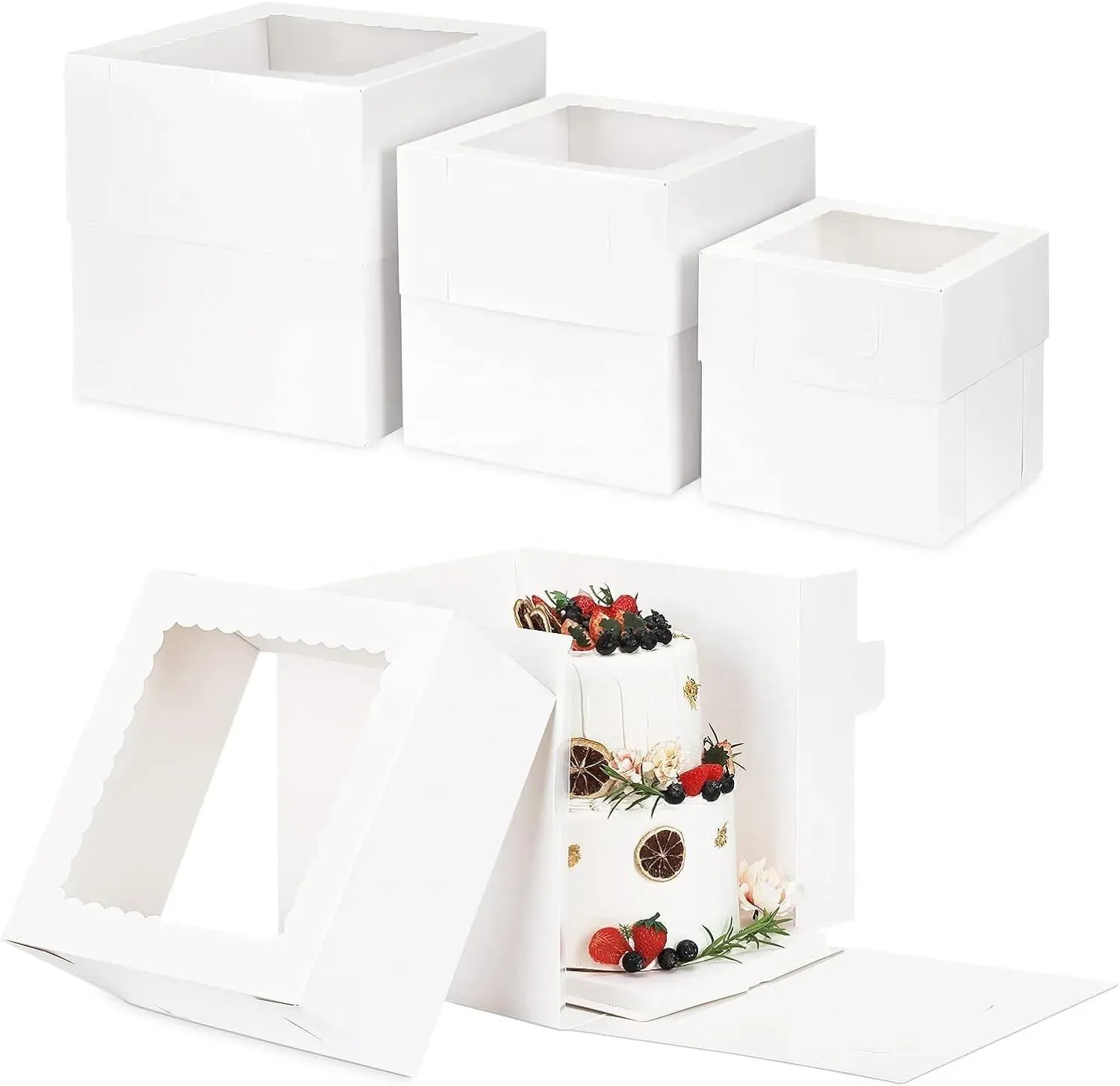 Custom logo printed tall cake box with window