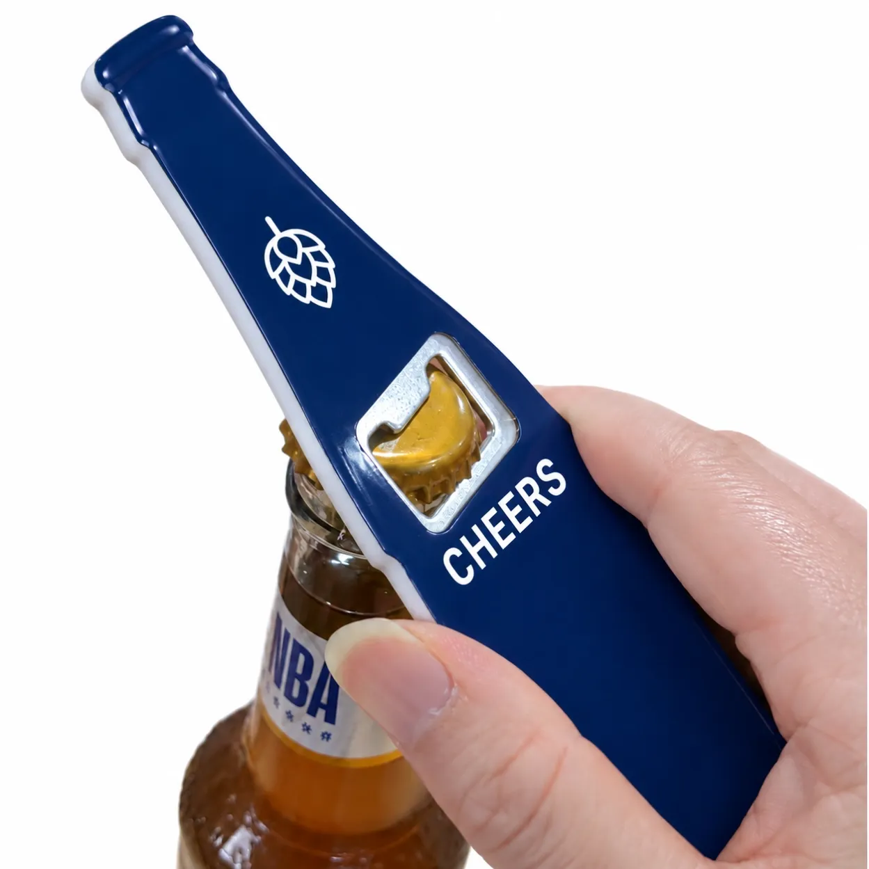 custom-blue-bottle-shaped-opener-in-use.png