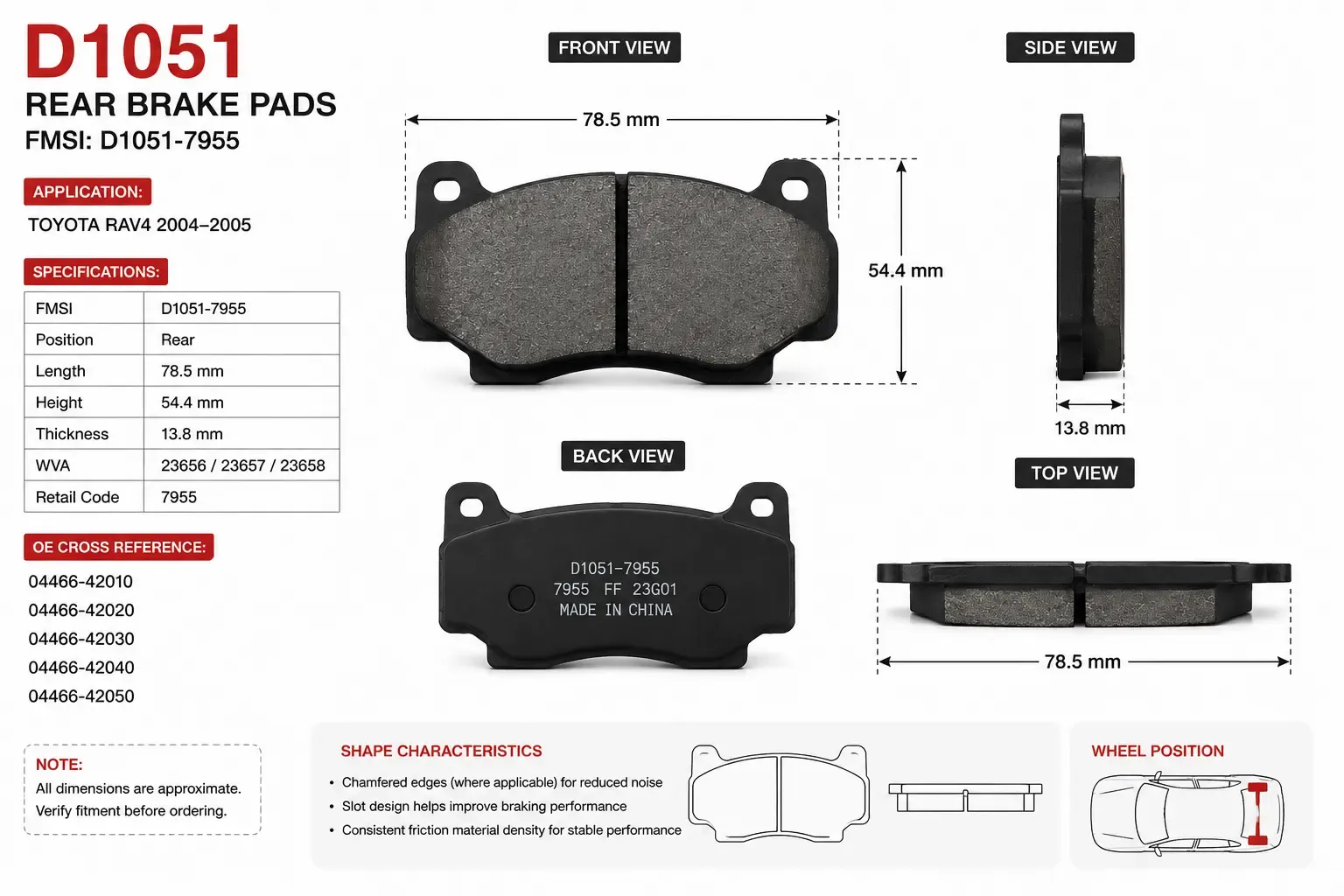 d1051-toyota-rav4-rear-brake-pads-dimensions