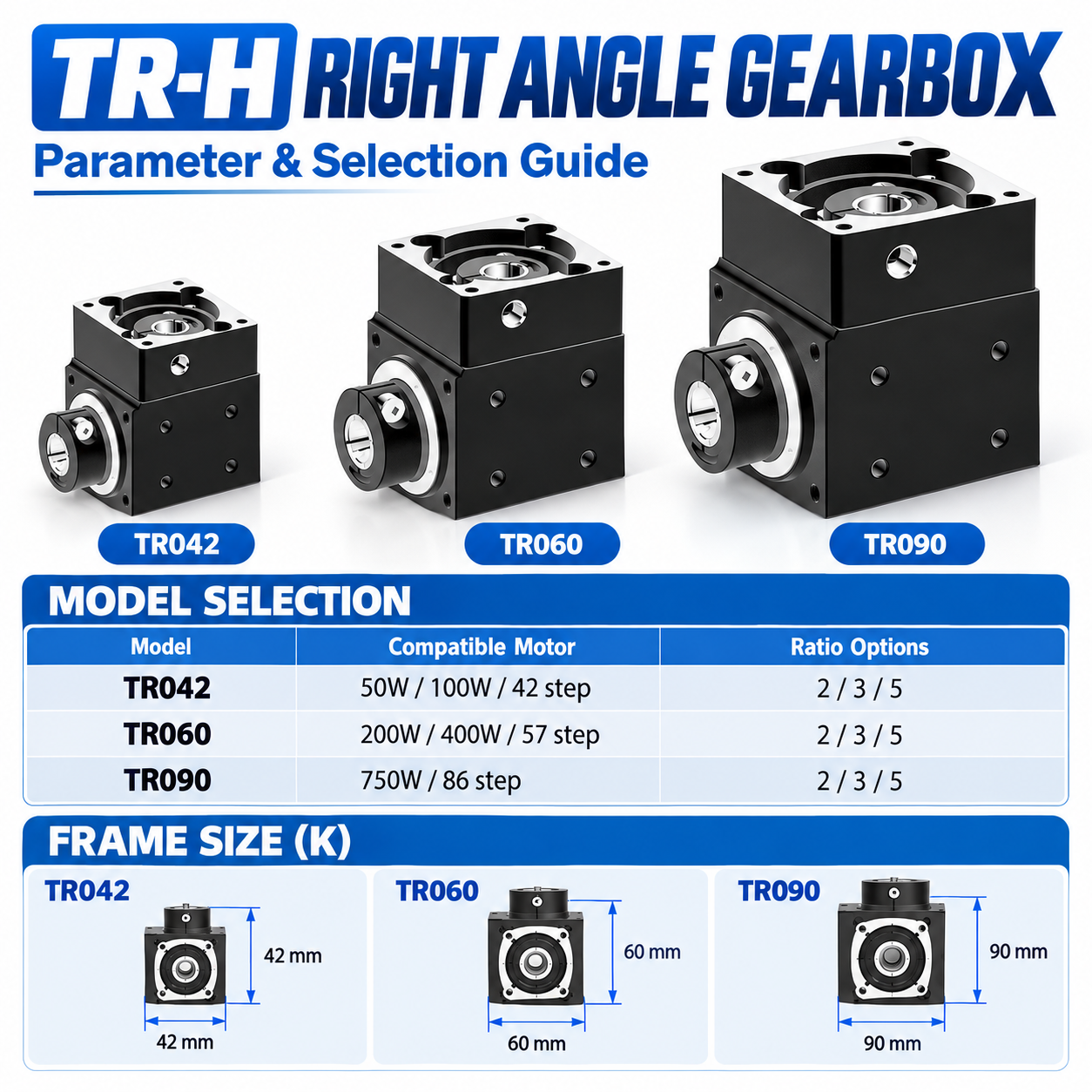 TR-H Right-Angle Gearbox 2/3/5 Ratio Precision Hole Output image 3