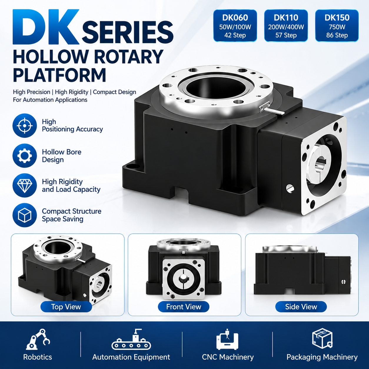 Precision Horizontal Hollow Rotary Platform for DD Motor Replacement image 3