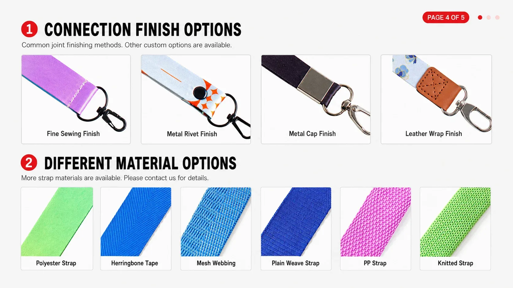 Connection finish options for lanyards
