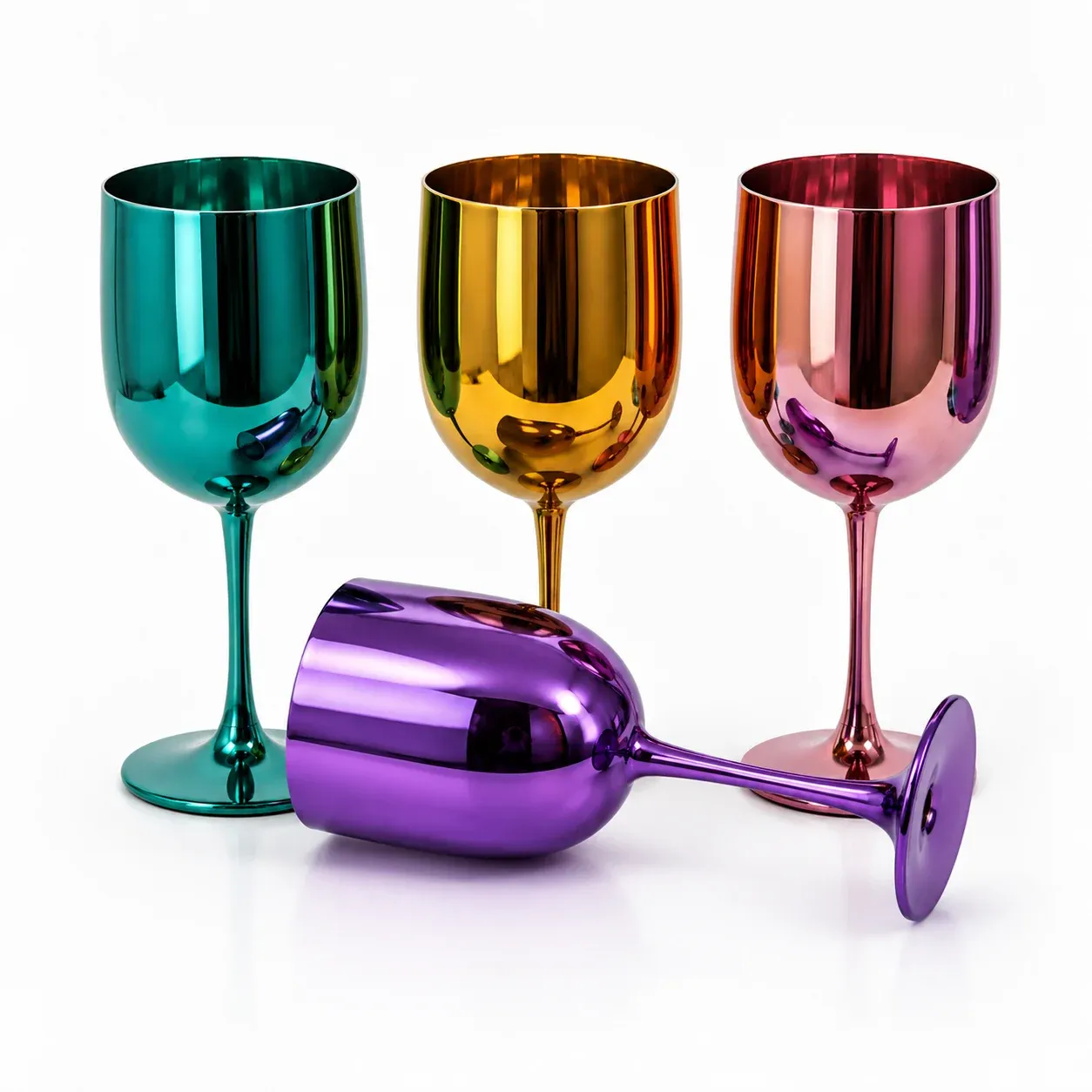 Electroplated metallic finish PP wine goblets