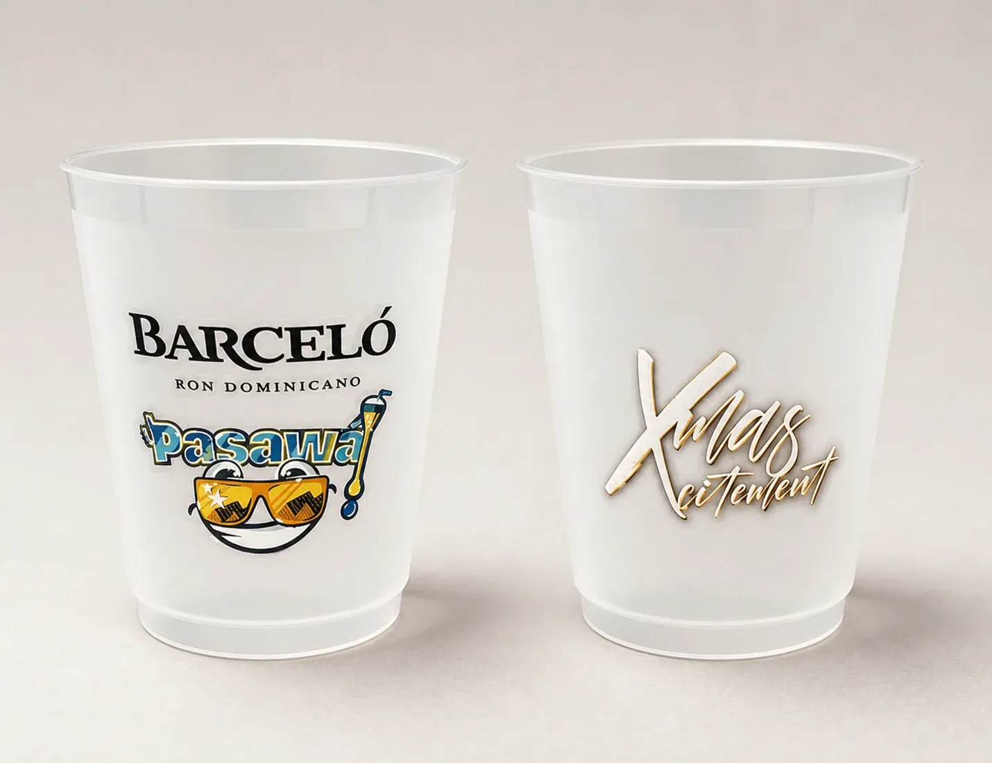 Heat transfer printed frosted cup example