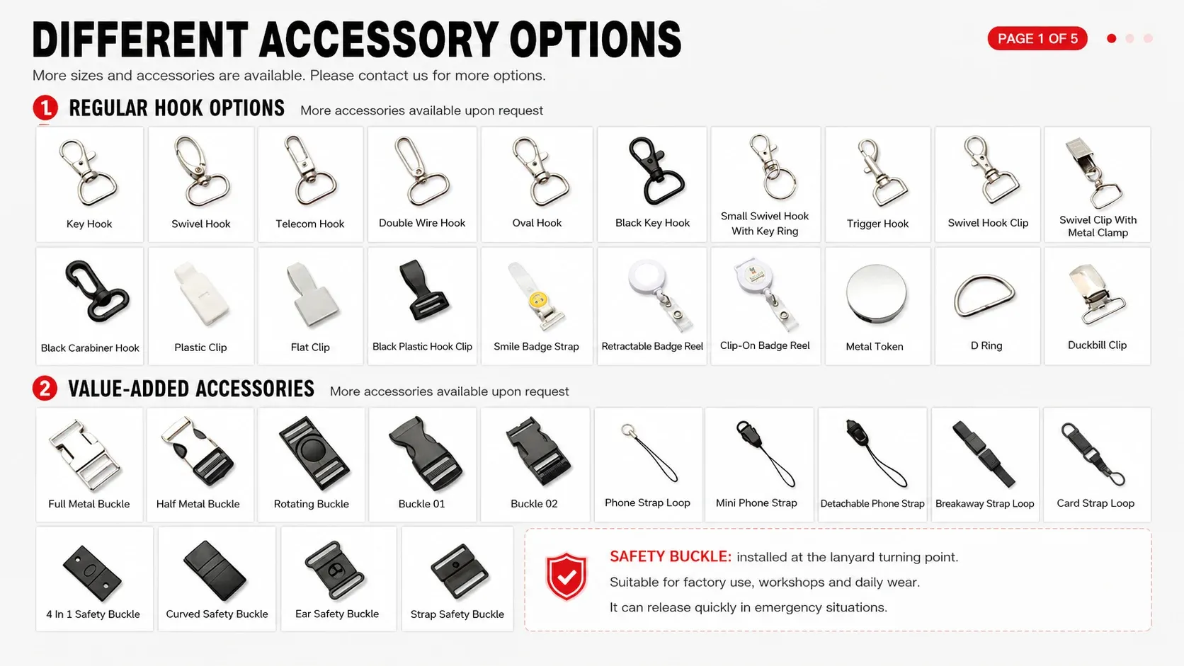Hook and buckle options for lanyards