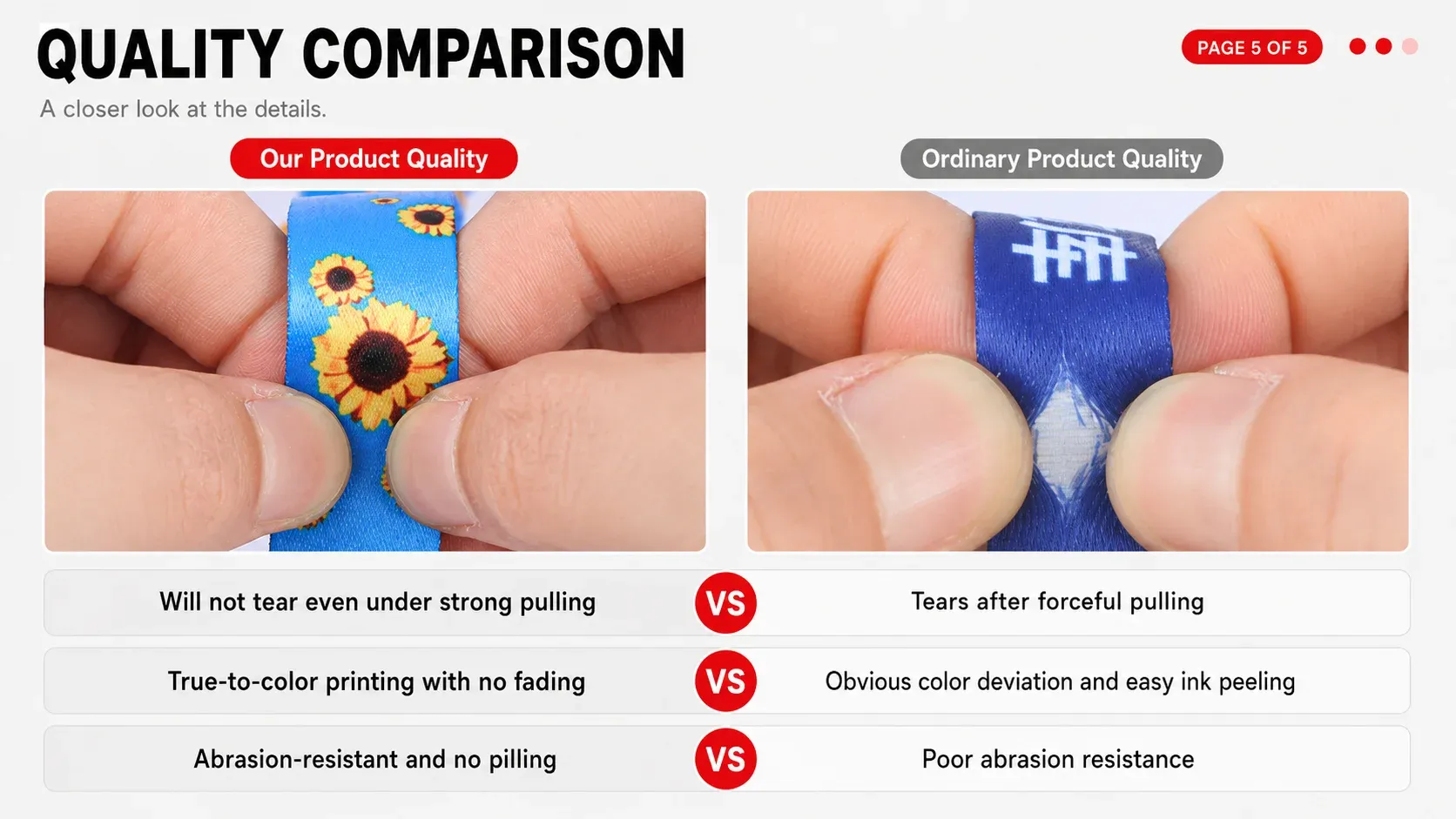 Quality comparison our product vs ordinary