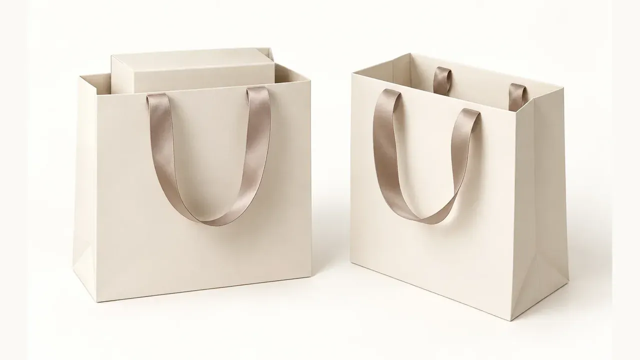 Paper Gift Bags with Ribbon Handles: Length, Attachment and Retail Fit