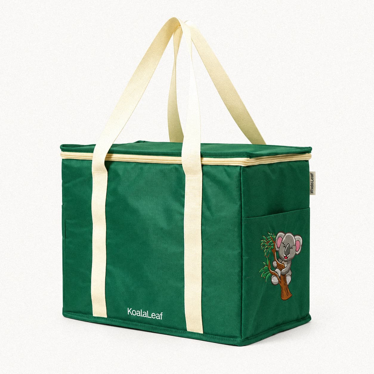 Custom large insulated grocery tote bag with long webbing handles