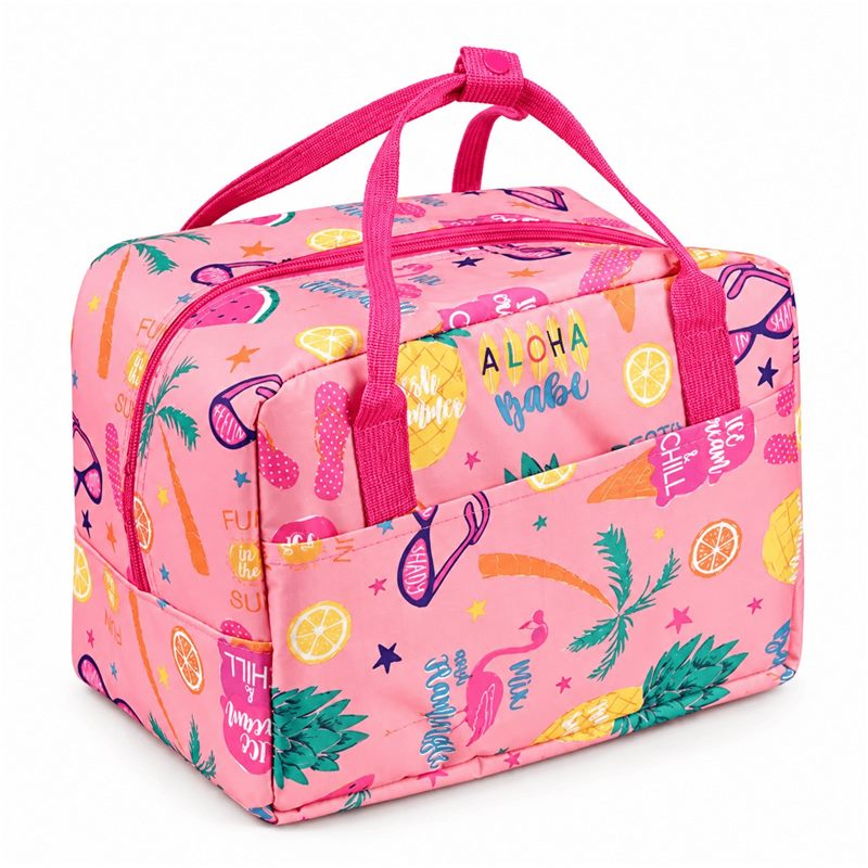 Side view of custom polyester insulated cooler bag