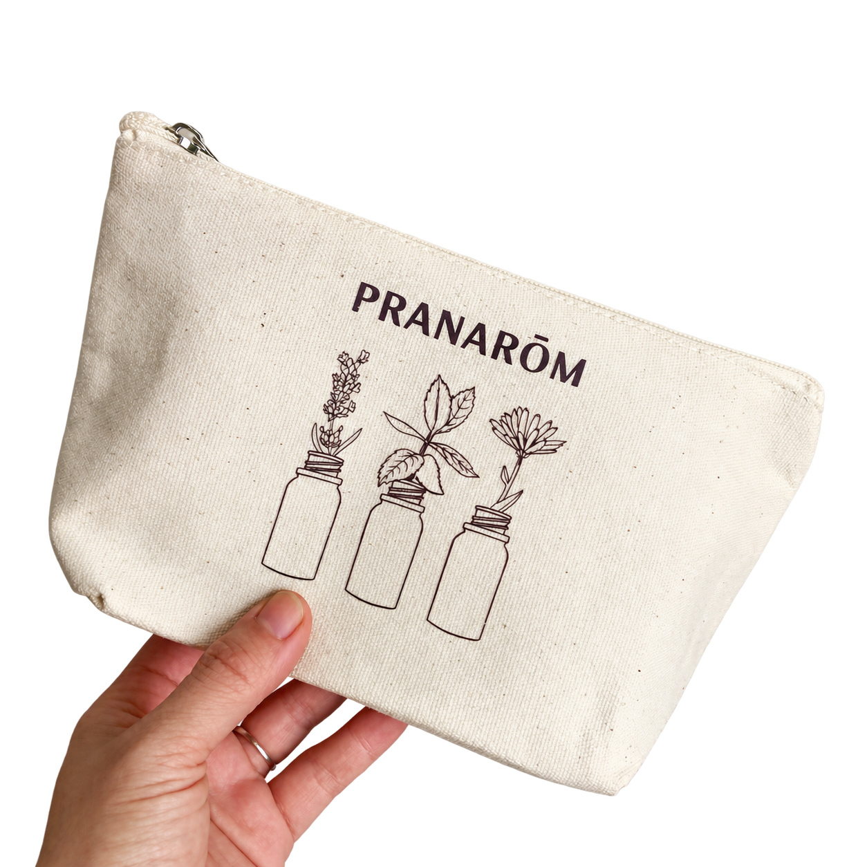 Custom canvas zipper pouch side view