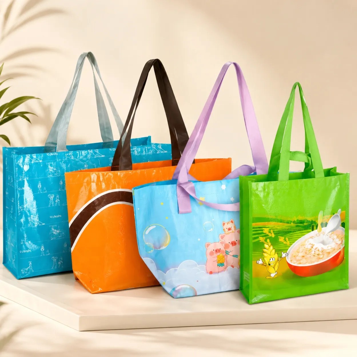 Custom laminated shopping bags with full-color printing